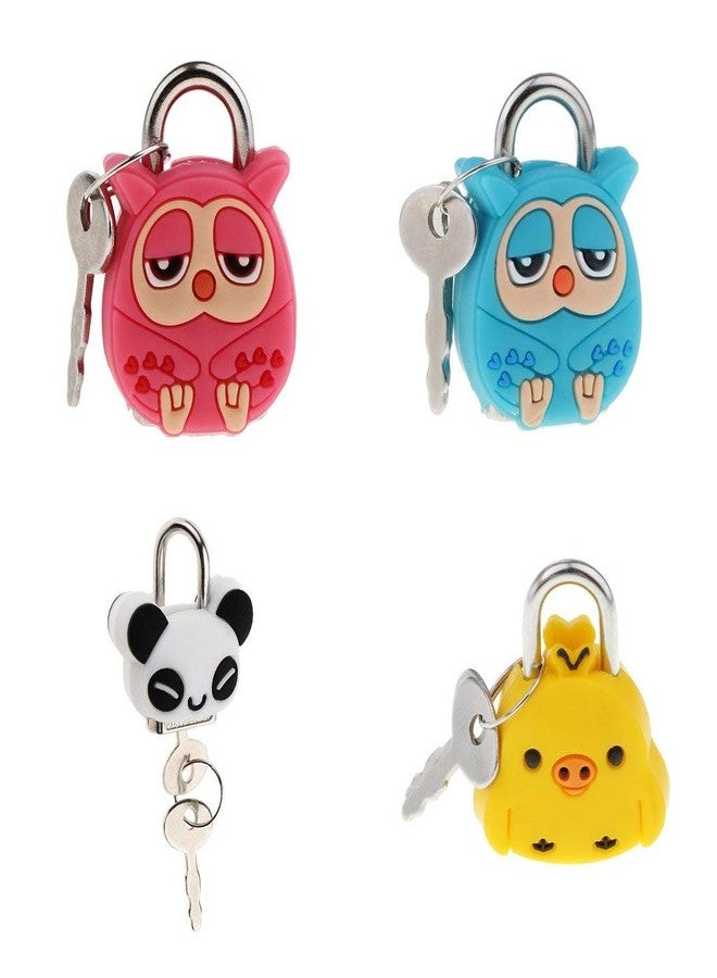 FRECI 4pcs Mini Padlock Security Lock with Key Cute Cartoon Doll Animal Padlock Kid Gift - Image 1