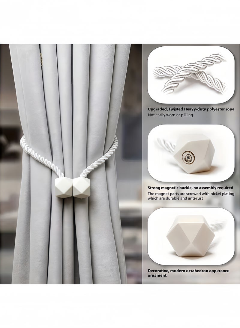 Peachjoy Magnetic Curtain Tiebacks- with a Thicker Twist Rope and Strong Magnet Tieback Window Treatment Holdbacks Draperies Holders Decorative Drape Handmade Curtain Tie Back 