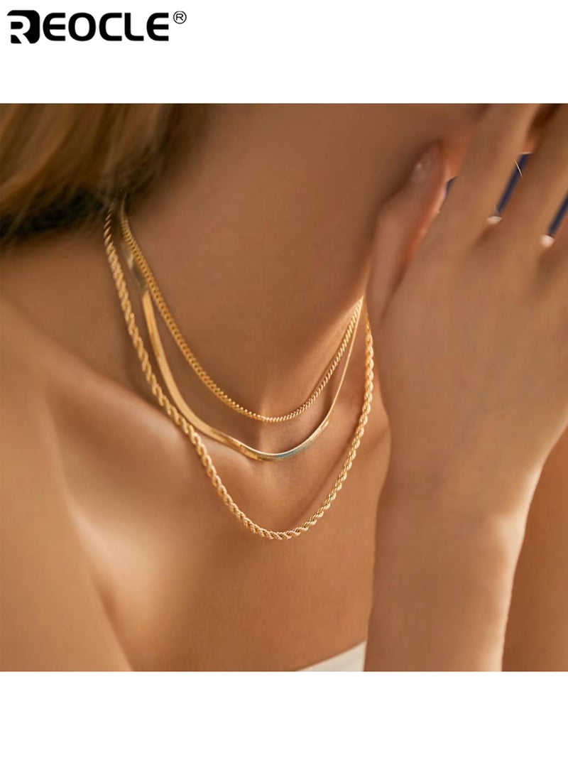 ريوكل 6 قطع مجموعة قلادات سلسلة نحاسية مطلية بالكهرباءمجموعة قلادة طبقات قابلة للتعديل للنساء السيدات ملابس يومية مواعدة حفلات زفاف هدية الذكرى السنوية هدية - Image 2
