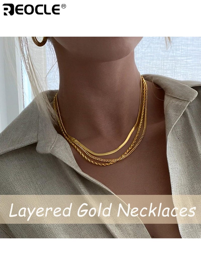 ريوكل 6 قطع مجموعة قلادات سلسلة نحاسية مطلية بالكهرباءمجموعة قلادة طبقات قابلة للتعديل للنساء السيدات ملابس يومية مواعدة حفلات زفاف هدية الذكرى السنوية هدية - Image 5