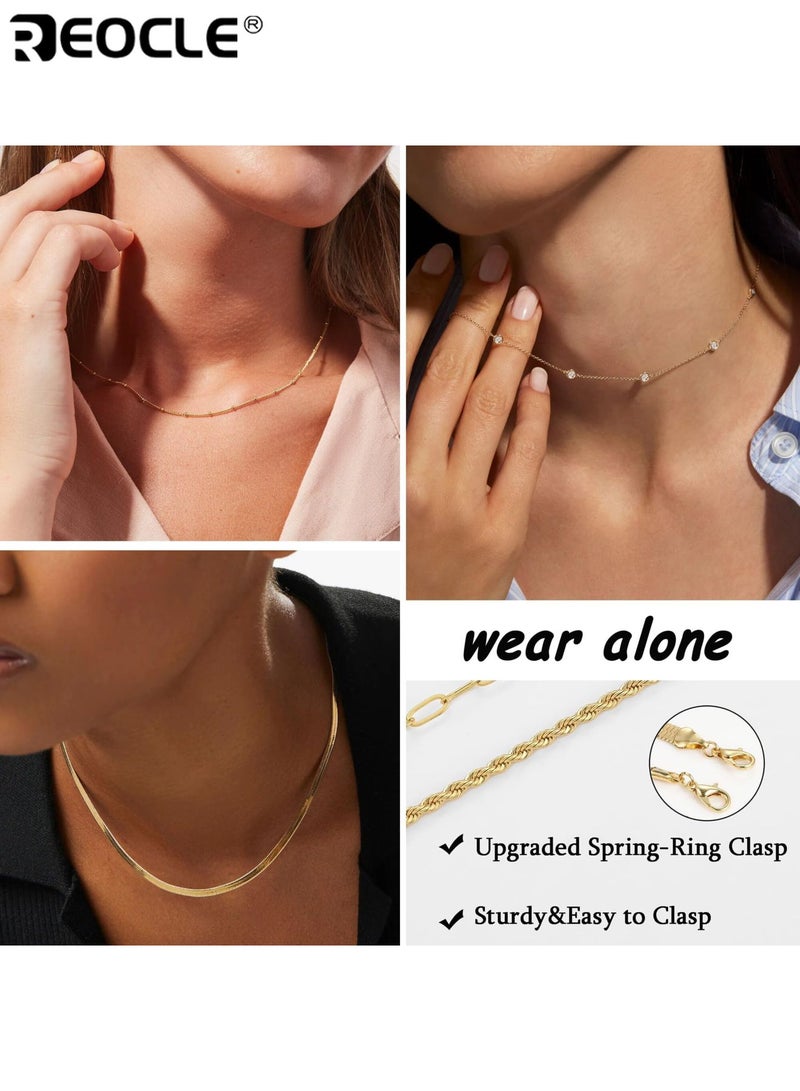 ريوكل 6 قطع مجموعة قلادات سلسلة نحاسية مطلية بالكهرباءمجموعة قلادة طبقات قابلة للتعديل للنساء السيدات ملابس يومية مواعدة حفلات زفاف هدية الذكرى السنوية هدية - Image 4