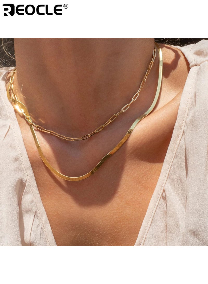 ريوكل 6 قطع مجموعة قلادات سلسلة نحاسية مطلية بالكهرباءمجموعة قلادة طبقات قابلة للتعديل للنساء السيدات ملابس يومية مواعدة حفلات زفاف هدية الذكرى السنوية هدية - Image 3