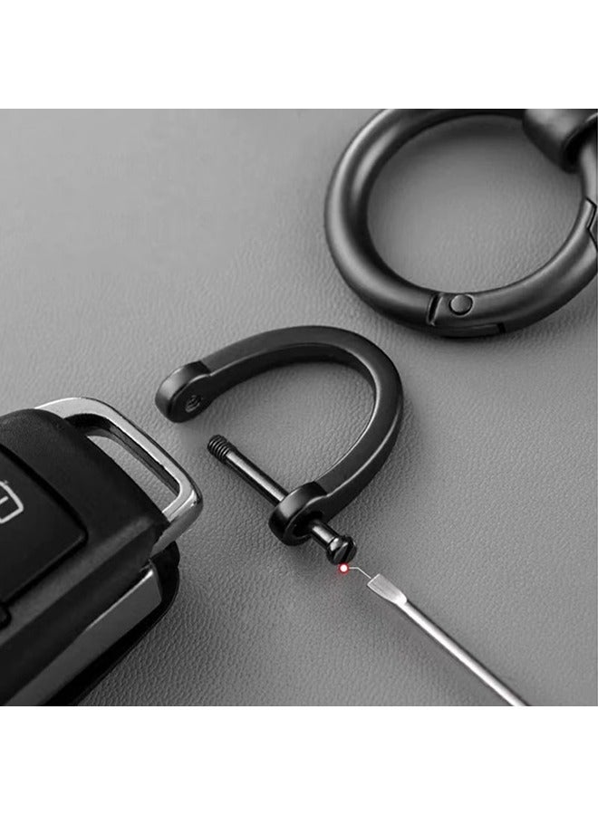 Car PU Leather Metal Keychains, Exquisite Printing Leather Zinc Alloy Ring 360° Rotation Car General Purpose Wrist Rope, Key School Bag Car Decoration Pendant (Brown) - Image 3