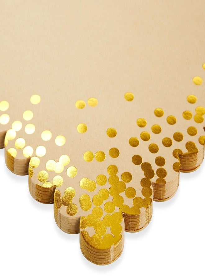 Blue Panda Rectangular Disposable Gold Paper Placemats - Scalloped Edge & Gold Foil Polka Dots - Bulk 50 Count for Parties & Disposable Place Mats - 10 x 14 in - 50 Count - Image 5