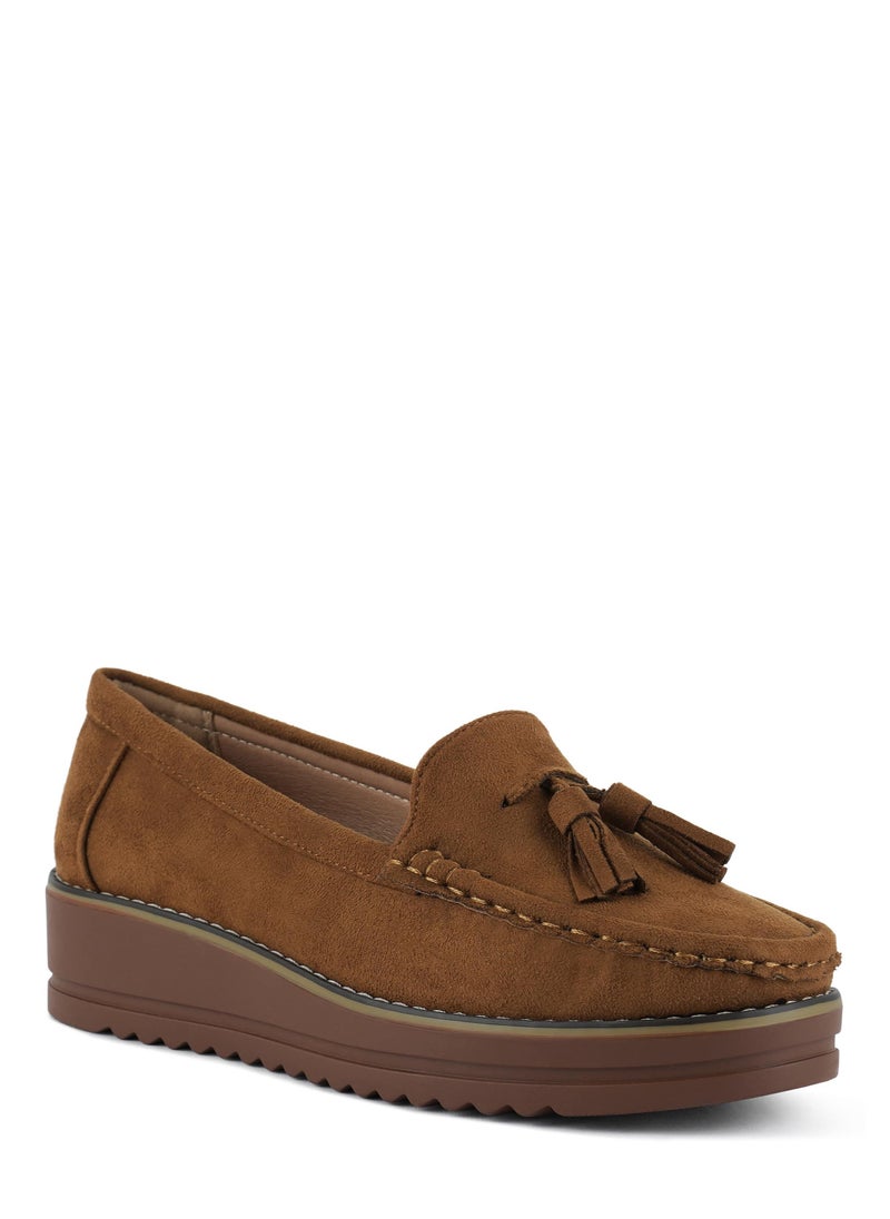 London Rag Daiki Platform Lug Sole Tassel Loafers In Tan  - Image 2