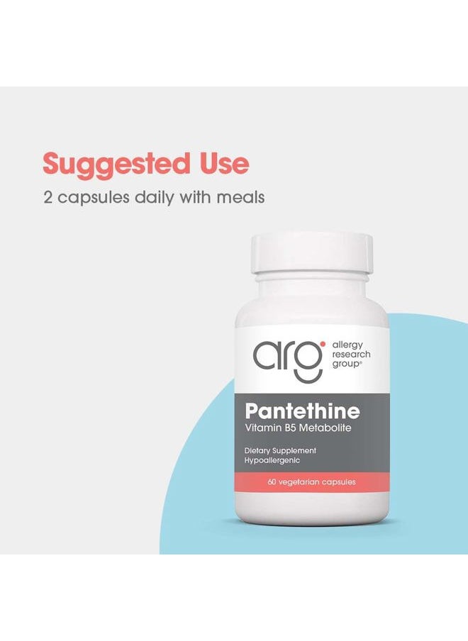 Allergy Research Group - Pantethine Supplement - Vitamin B5, Pantothenic Acid, Metabolism Support, Liver Support, Cardiovascular Supplement, Coenzyme A, 660mg Vegetarian Capsules - 60 Count - Image 1