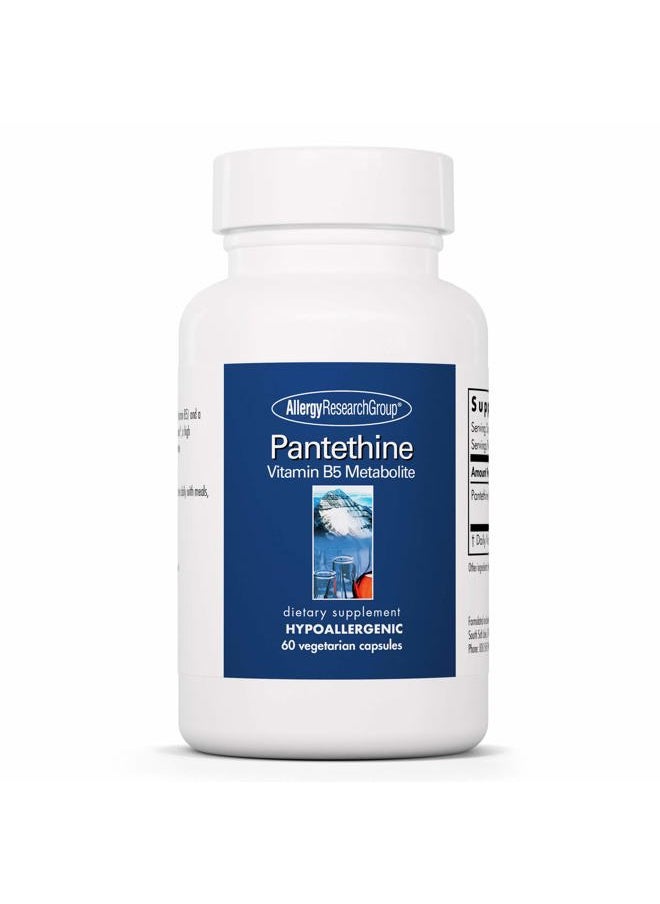 Allergy Research Group - Pantethine Supplement - Vitamin B5, Pantothenic Acid, Metabolism Support, Liver Support, Cardiovascular Supplement, Coenzyme A, 660mg Vegetarian Capsules - 60 Count - Image 1