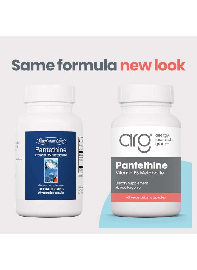 Allergy Research Group - Pantethine Supplement - Vitamin B5, Pantothenic Acid, Metabolism Support, Liver Support, Cardiovascular Supplement, Coenzyme A, 660mg Vegetarian Capsules - 60 Count - Image 1