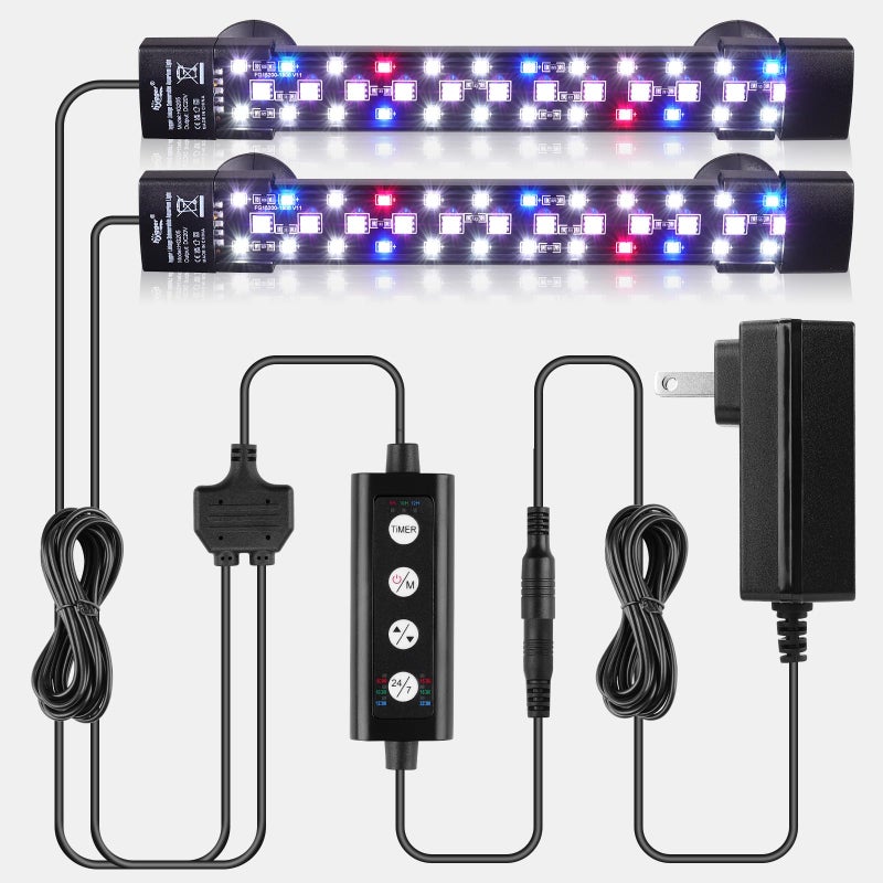 hygger Dual-Channel Controller Submersible Aquarium LED Light, 24/7 Mode Full Spectrum Hidden Fish Tank Light with 3 Rows Beads 7 Colors Auto On Off, Adjustable Timer Brightness (2) - Image 1