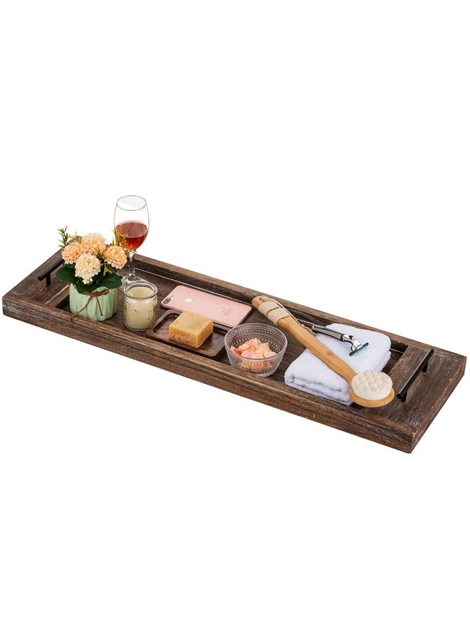 Hanobe Bathtub Tray Bath Caddy: Wood Tub Trays Table Extra Large Rustic Bathtub Shelf Across Tub Wooden Serving Tray with Handles for Bathroom, 31"  - Image 1