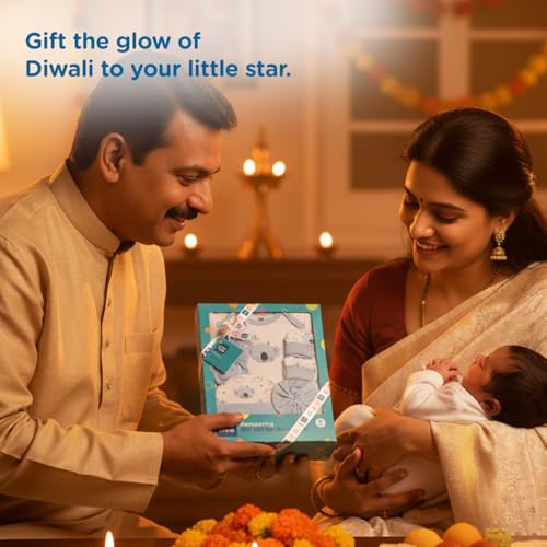 Mee Mee New Born Baby Gift Set | Soft Cotton Clothing Essentials for Infants/Baby Girls, Boys | Baby Shower Clothing Hamper (5 Pieces, Blue)| Ideal Gift for New Born Baby - Image 2