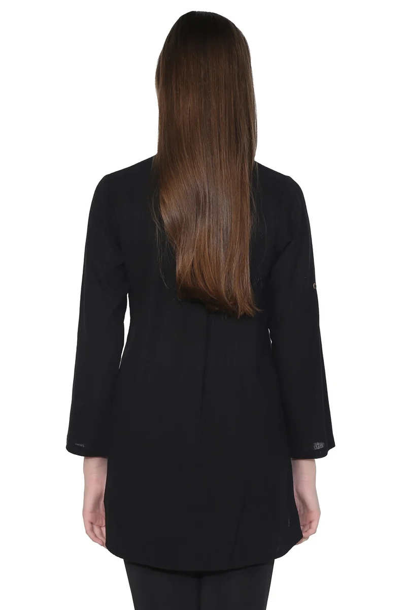 Eliş Şile Bezi Women's Şile Cloth Judge Collar Tunic Black Syh
