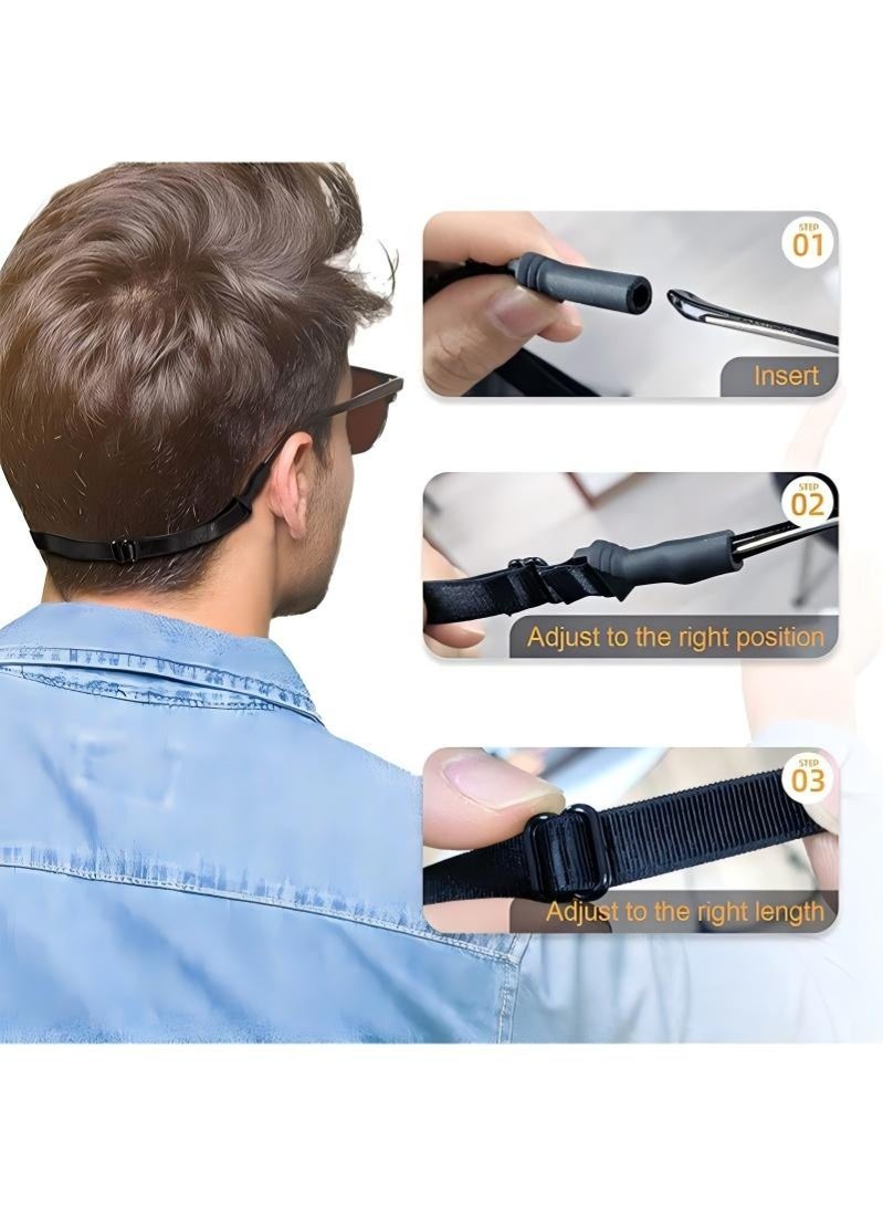Adjustable Elastic Glasses Strap, 3pcs Universal Glasses Strap, Men's Tow Sports Glasses Strap, Sunglasses Strap, Kid's Glasses Strap, Ladies Glasses Strap, Free 20 Pairs Glasses Nose Bridge Support - Image 2