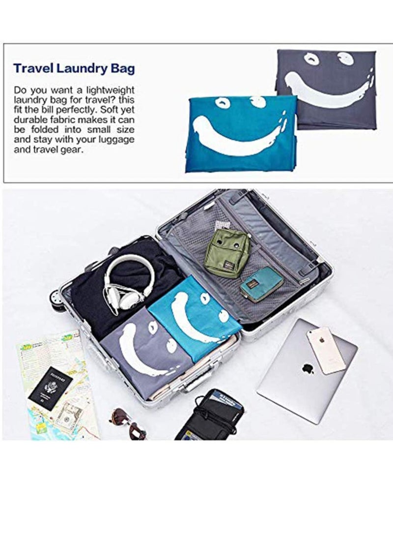 SOLARAE Wash Me Travel Laundry Bag Machine Washable Dirty Clothes Organizer Large Enough to Hold Loads of Easy-Fit a Hamper or Basket Light Blue and Grey 2 Pack XL - Image 3