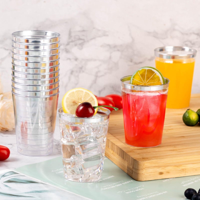 Goodluck 100PCS 10oz Plastic Cups for Party  Disposable Silver Plastic Cups  Cocktail Glasses for Wedding Thanksgiving  Christmas  and Parties - Image 5
