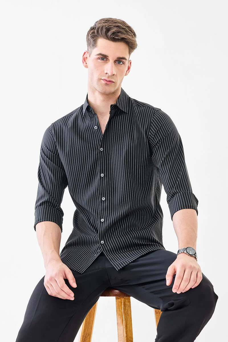 SNITCH Slim Fit Stretch Stripes Shirt