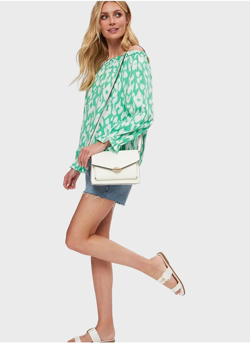 DOROTHY PERKINS Bardot Printed Poplin Top