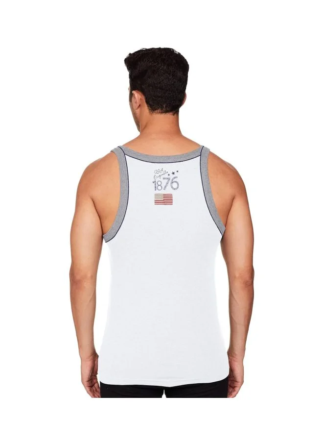 جوكي Jockey US54 Men Super Combed Cotton Rib Square Neckline Gym Vest with Back Panel Graphic Print Colours and Shoulder Strap