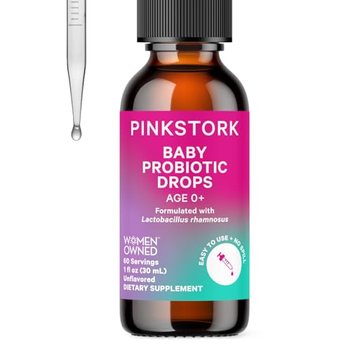 Pink Stork Baby Probiotic Drops Newborn Infant Toddler Probiotics to Help Aid Digestion and Constipation Support Newborn Essentials 1 fl oz 2 Month Supply
