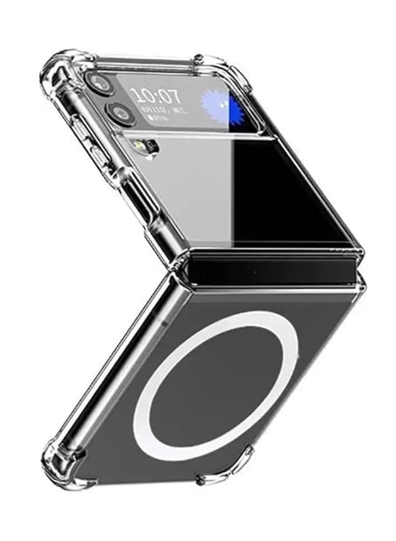 Denx Clear Magnetic Case for Samsung Galaxy Z Flip 4, Soft TPU, Anti-Yellowing, Anti Shock Protector, Camera Shockproof Corners, Compatible with MagSafe - Image 1