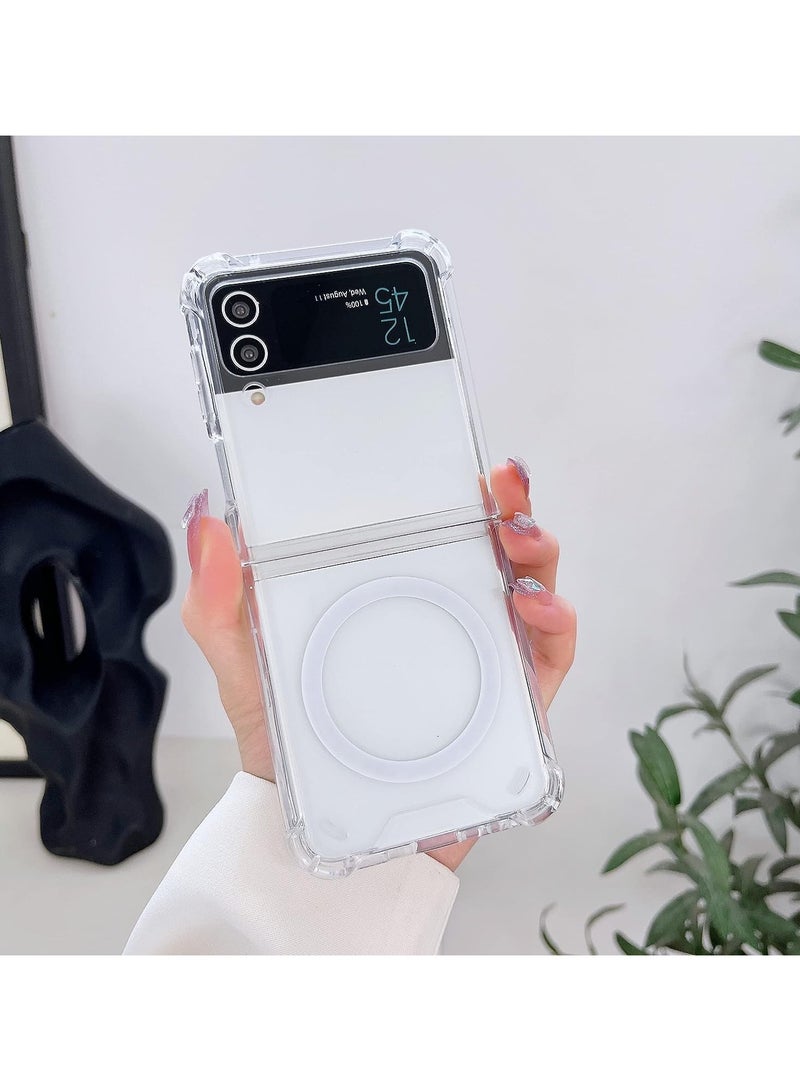 Denx Clear Magnetic Case for Samsung Galaxy Z Flip 4, Soft TPU, Anti-Yellowing, Anti Shock Protector, Camera Shockproof Corners, Compatible with MagSafe - Image 2