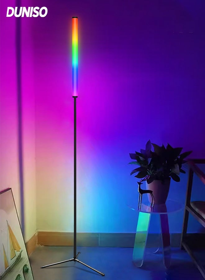 DUNISO Corner Floor Lamp with Remote & App Control, RGB Floor Lamp for living Room ,BedRoom and OutDoor，Easy installation Multicolour LED Floor Lamp - Image 1
