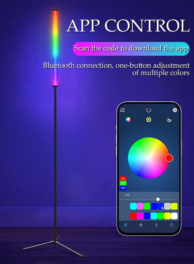DUNISO Corner Floor Lamp with Remote & App Control, RGB Floor Lamp for living Room ,BedRoom and OutDoor，Easy installation Multicolour LED Floor Lamp - Image 4