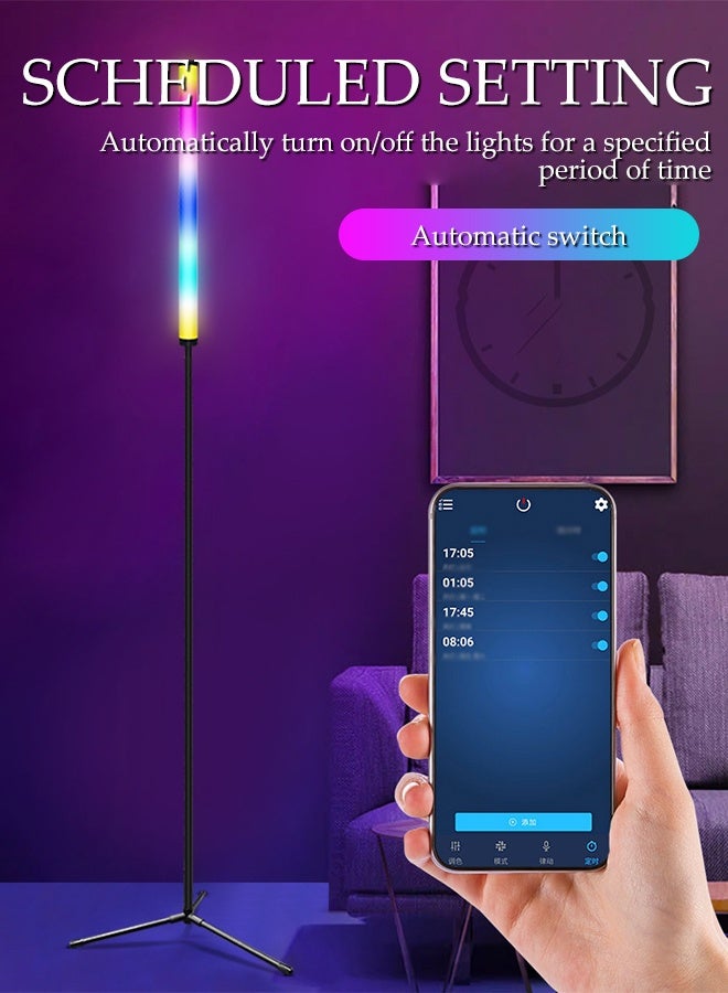 DUNISO Corner Floor Lamp with Remote & App Control, RGB Floor Lamp for living Room ,BedRoom and OutDoor，Easy installation Multicolour LED Floor Lamp - Image 5