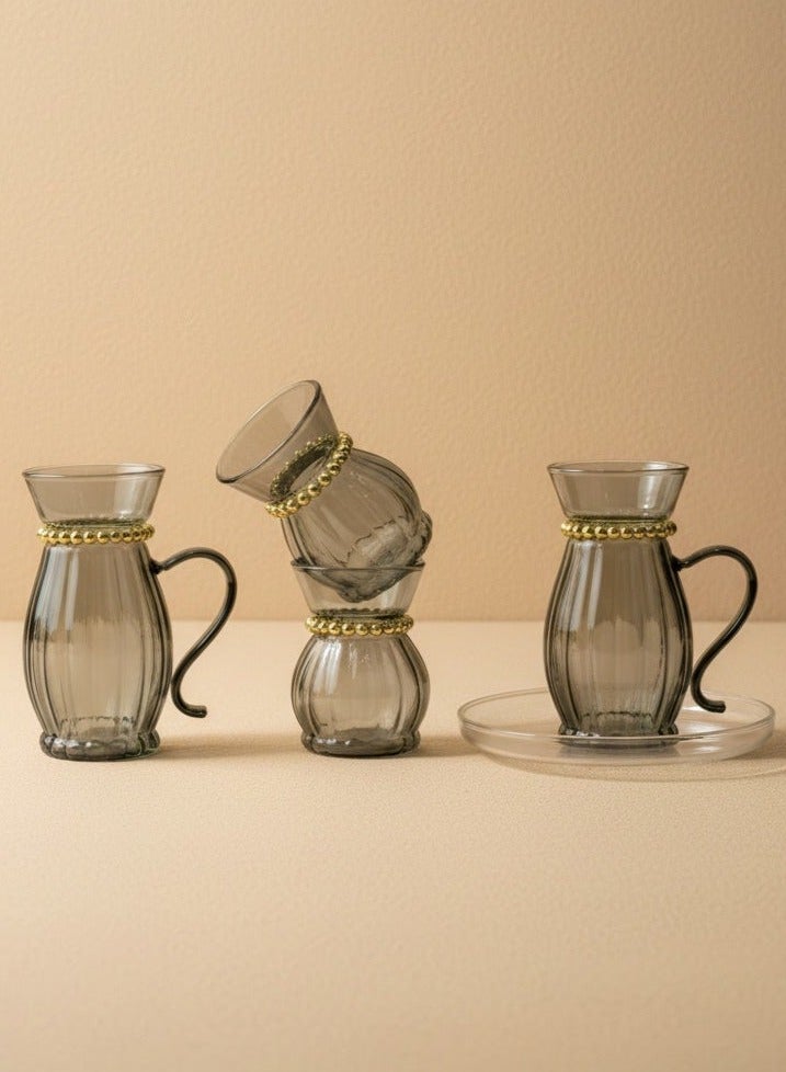 Raz Luxury Glass Tea & Coffee Cups Set with Saucers | Tea and Coffee Serving Set | Elegant Gift Box - Image 1