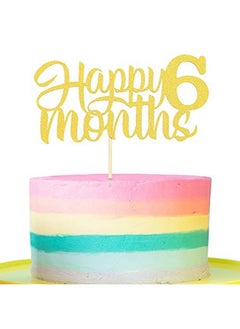 6 Months Birthday Cake Topper Gold Glitter Happy Six Months Birthday Party Cake Decoration, Baby 1/2 Year Birthday Cake Topper, Photo Booth Props
