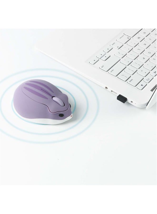 elec Space 2.4G Wireless Mouse, Cute Animal Hamster Shape Silent Mouse, 1200DPI Portable Mobile Optical Mouse with USB Receiver, 3 Buttons Cordless Mouse for PC Mac Laptop Notebook Computer(Purple) - Image 5