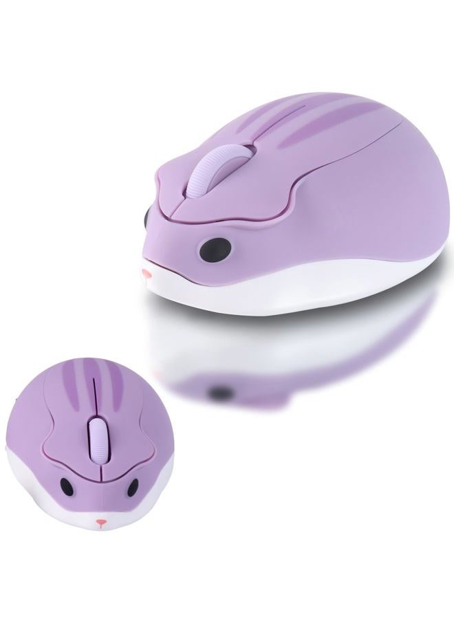 elec Space 2.4G Wireless Mouse, Cute Animal Hamster Shape Silent Mouse, 1200DPI Portable Mobile Optical Mouse with USB Receiver, 3 Buttons Cordless Mouse for PC Mac Laptop Notebook Computer(Purple) - Image 1