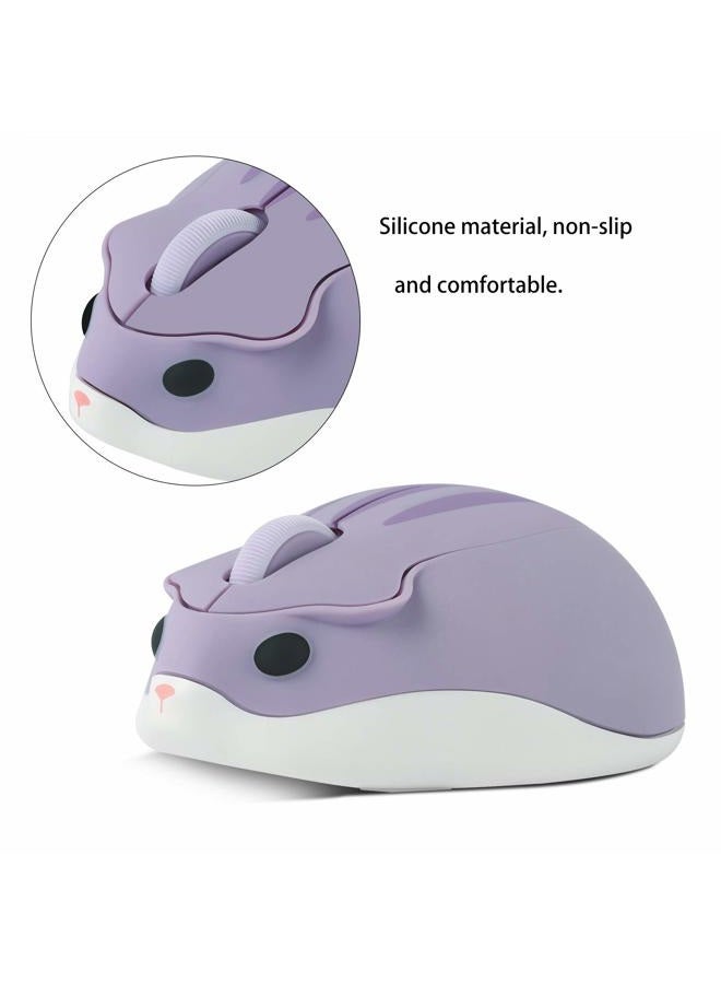 elec Space 2.4G Wireless Mouse, Cute Animal Hamster Shape Silent Mouse, 1200DPI Portable Mobile Optical Mouse with USB Receiver, 3 Buttons Cordless Mouse for PC Mac Laptop Notebook Computer(Purple) - Image 2