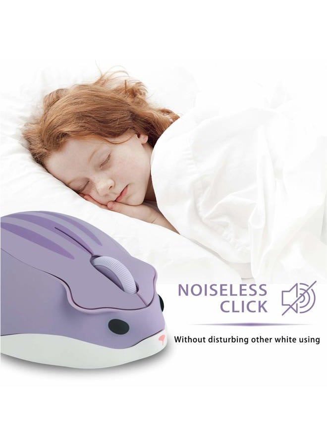 elec Space 2.4G Wireless Mouse, Cute Animal Hamster Shape Silent Mouse, 1200DPI Portable Mobile Optical Mouse with USB Receiver, 3 Buttons Cordless Mouse for PC Mac Laptop Notebook Computer(Purple) - Image 3