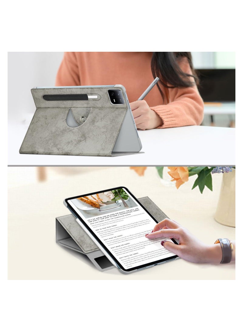 Y&D 360° Adjustable Swivel Case for Xiaomi Pad 6/6 Pro, Comes with external pen holder, 6 Tablet 11 inch Latest Multi-Angle Stand Cover Mi Pro (Gray, Does Not Include Pen) - Image 3