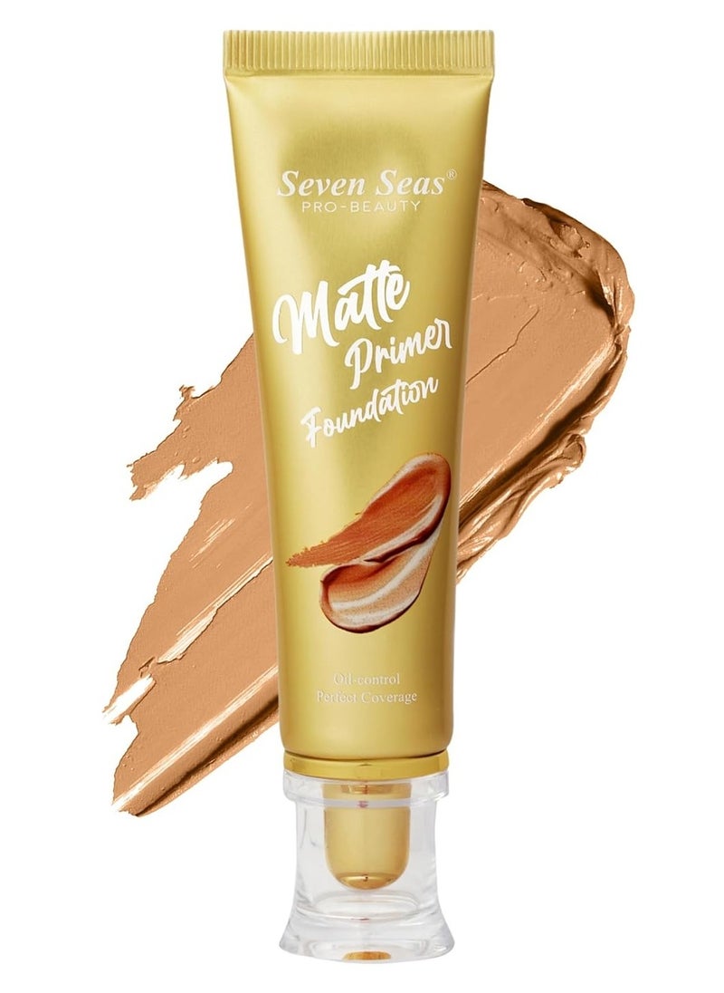 Seven Seas Seven Seas Matte Primer Foundation Oil Control Perfect Coverage Waterproof Full Coverage Long Lasting Light Oil Free Face Makeup Tawny  - Image 1