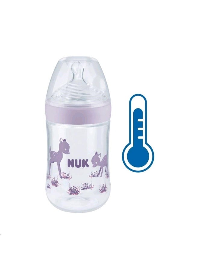 نوك رضاعة زجاجية من نيوك  مع مؤشر للتحكم بالحرارة - 240 مل (حلمة سيليكون مقاس M) - Image 2
