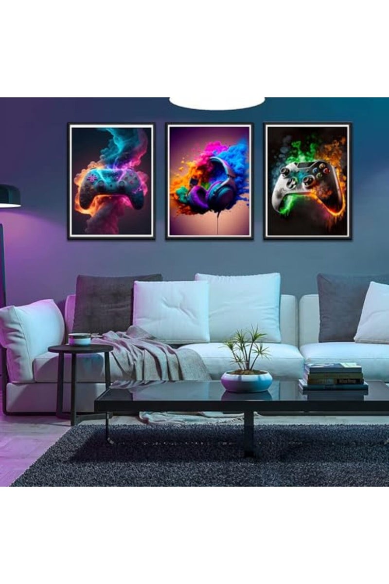 BGFCE Gaming Room Decor Wall Art, Video Gaming Theme Decor Gaming Room Wall Art, Gaming Canvas Posters for Teen Boys Room Unframed 12x16in Set of 3 - Image 5