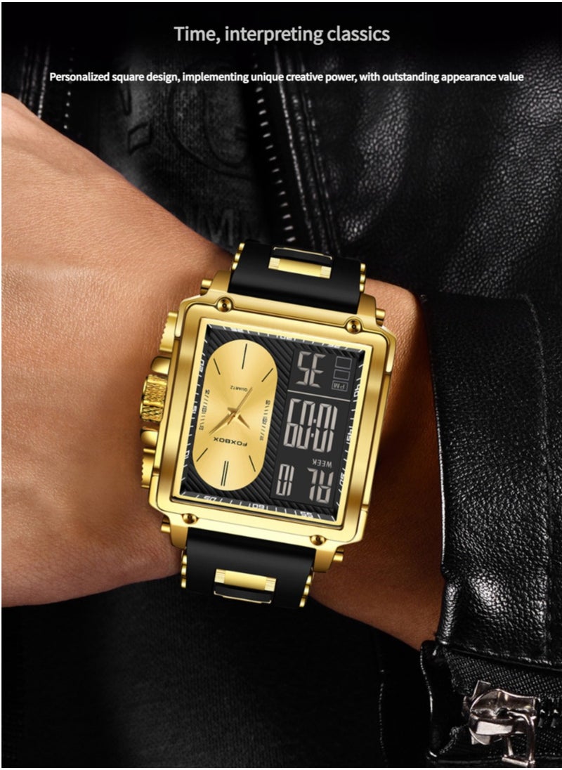 FOXBOX New square multi-function large dial electronic watch men's business casual watch personality watch  - Image 3
