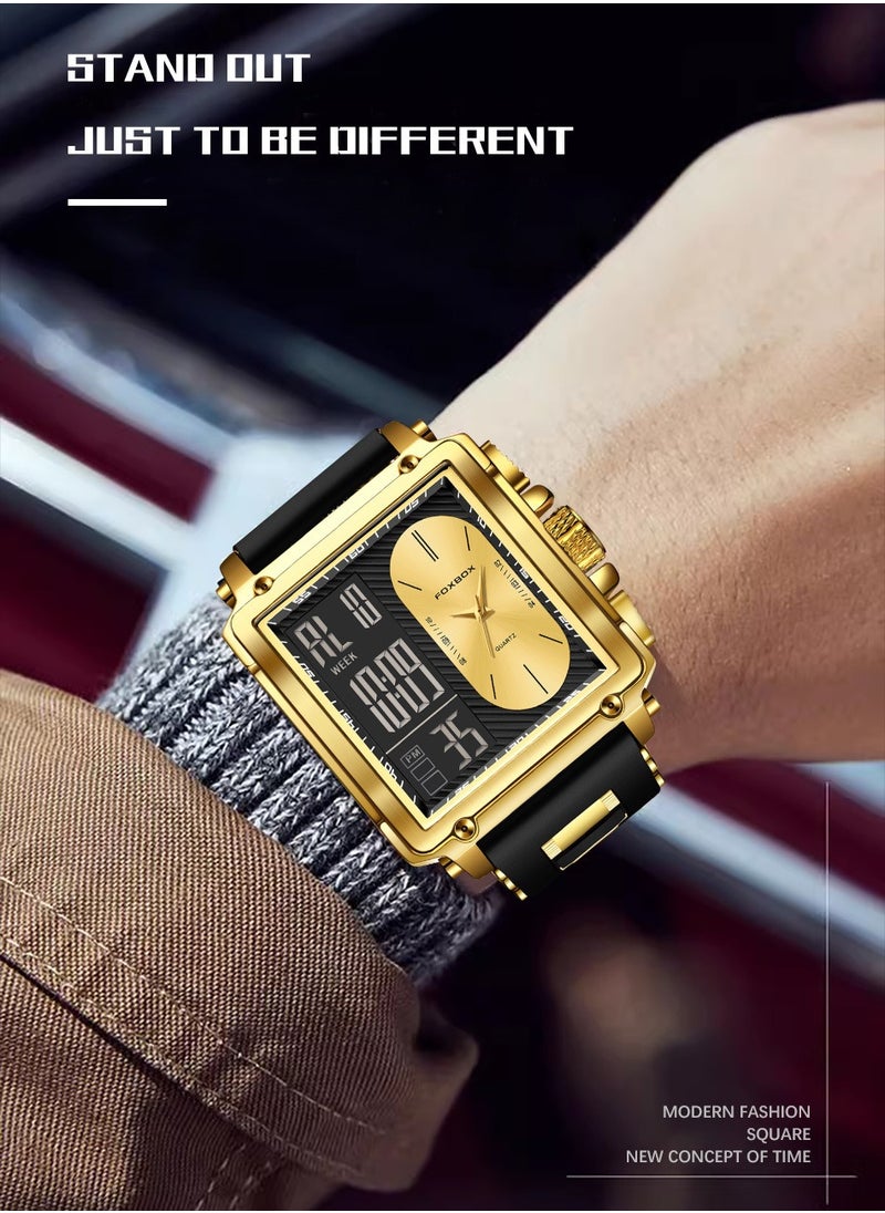FOXBOX New square multi-function large dial electronic watch men's business casual watch personality watch  - Image 4