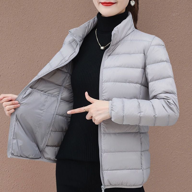 Winter 2023 Light Down Cotton Jacket for Women Leaks/light gray-stand collar-remaining 5 pieces 