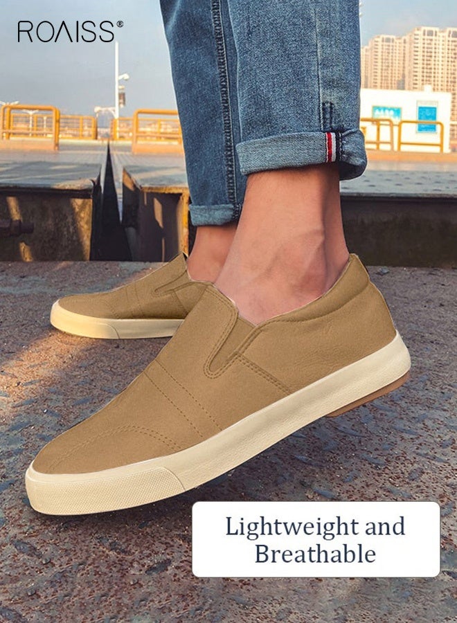 roaiss Slip On Loafer for Men Elevator Shoes Pu Leather Round Toe Sneakers Low Cut Breathable and Wear Resistant Flat Loafers - Image 1