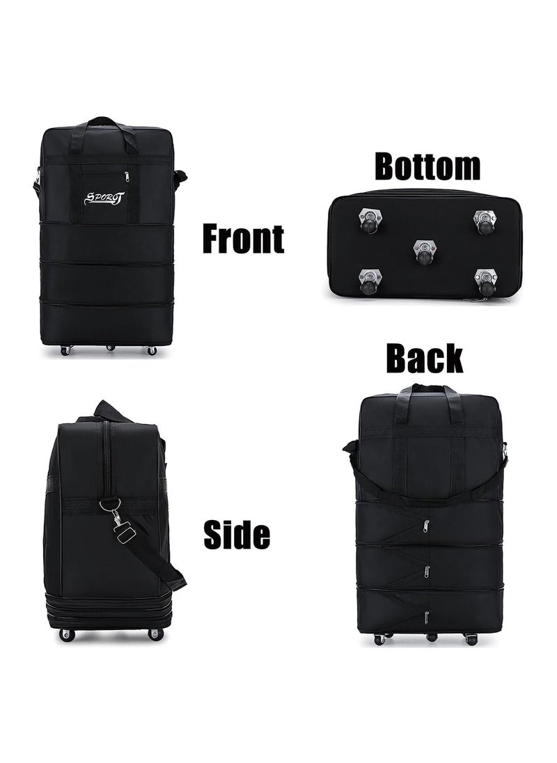  COLBOR Royal Travel Moving 36"inch Trolley Luggage Foldable Bag with Wheels XX-Large 30kg/120L – Waterproof Zipper Extendable Duffel Organizer light weight Bag (Black)  - Image 2