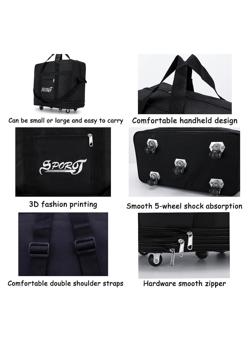  COLBOR Royal Travel Moving 36"inch Trolley Luggage Foldable Bag with Wheels XX-Large 30kg/120L – Waterproof Zipper Extendable Duffel Organizer light weight Bag (Black)  - Image 5