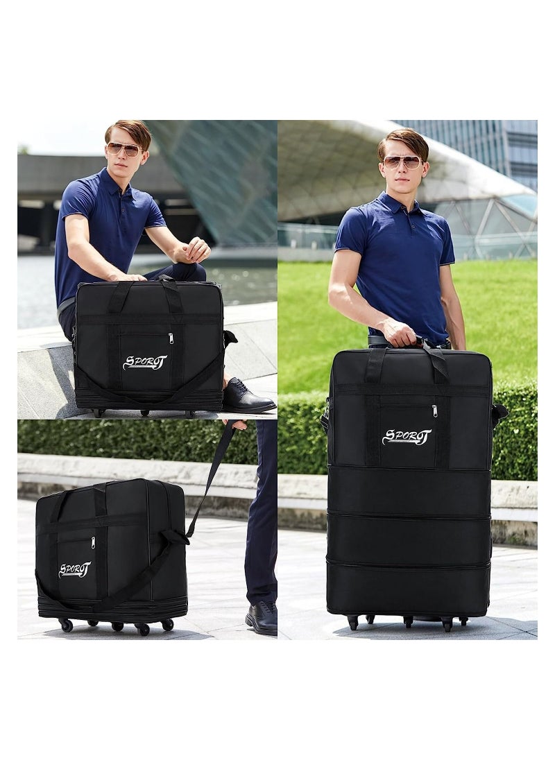  COLBOR Royal Travel Moving 36"inch Trolley Luggage Foldable Bag with Wheels XX-Large 30kg/120L – Waterproof Zipper Extendable Duffel Organizer light weight Bag (Black)  - Image 3