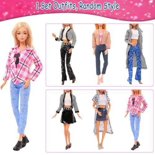 Barwa Lot 36 Items 3 Fashion Dresses 3 Casual Tops and Pants Outfits 6 Pcs Mini Dresses with 1 Bags 10 Shoes, 13 Accessories for 11.5 Inch Girl Doll Birthday Xmas - Image 3