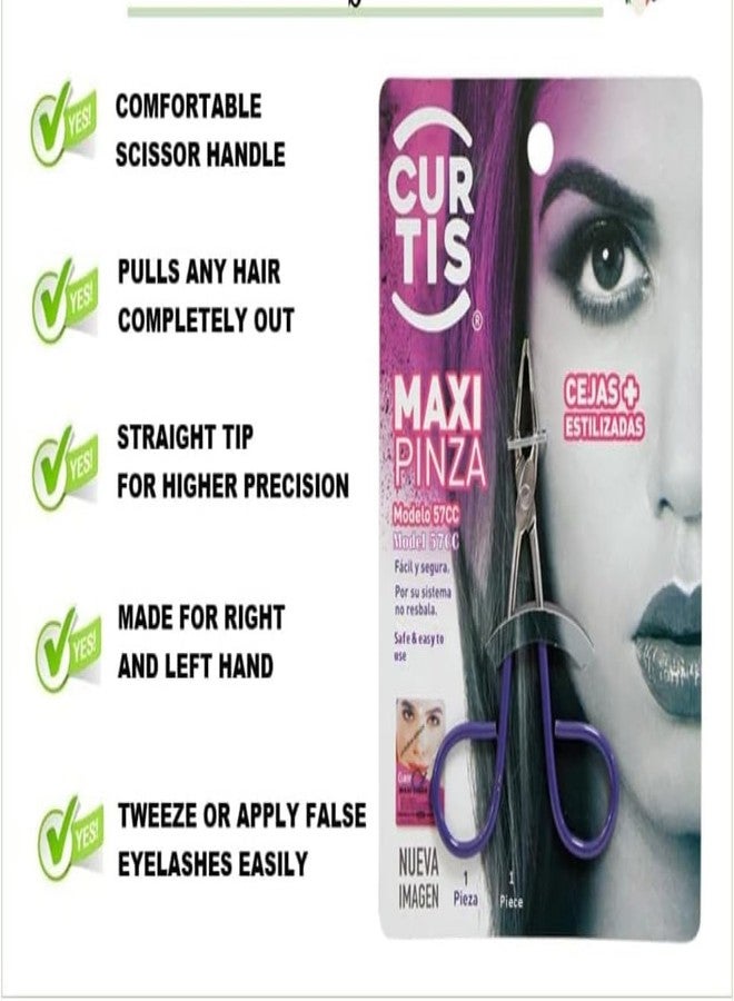 CURTIS PROFESSIONAL Salon TWEEZERS with Easy Scissor Handle, The BEST PRECISION EYEBROW TWEEZERS Men/Women; PORTABLE Beauty tool for facial Hair, Ingrown Hair, Blackhead; Purple MADE IN MEXICO (UPDATED) - Image 3