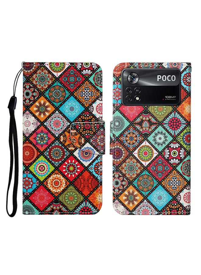 The Bros Case For Xiaomi Poco X4 Pro 5G Colored Drawing Pattern Flip Leather Phone Case