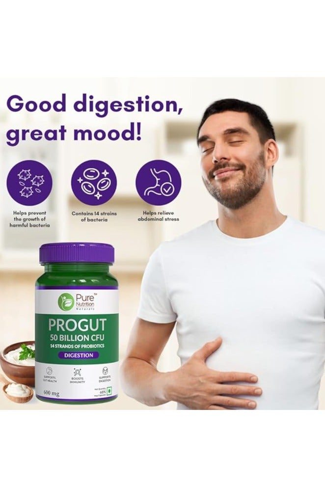 بيور نيوتريشن بروجوت 50 مليار وحدة تشكيل مستعمرة، 600 ملغ - 60 كبسولة نباتية - Image 2