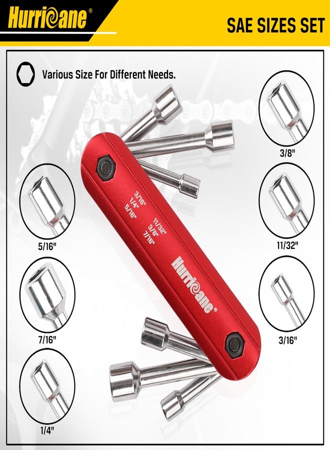 هوريكان طقم مفكات صواميل قابلة للطي 6 في 1 من هوريكان، SAE، طقم مفكات صواميل سداسية، ساق فولاذية Cr-V. مقبض ألومنيوم فاخر محمول. سهل الحمل، 3/16، 1/4، 5/16، 11/32، 3/8، 7/16 بوصة. - Image 2
